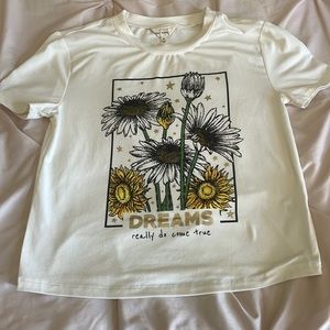white tee with flowers